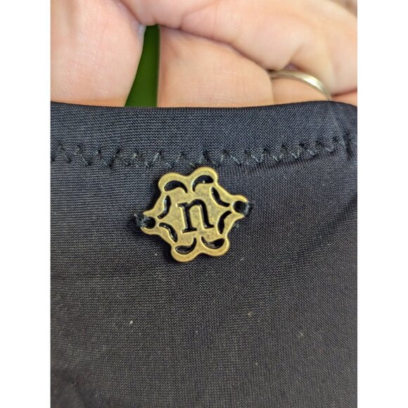 Nanette Lepore Embroidered Beaded One-Piece Swimsuit Black Crisscross Back Size - Picture 4 of 5